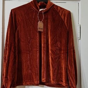Grace & Emma Rust Velvet Long Sleeve Top NWT